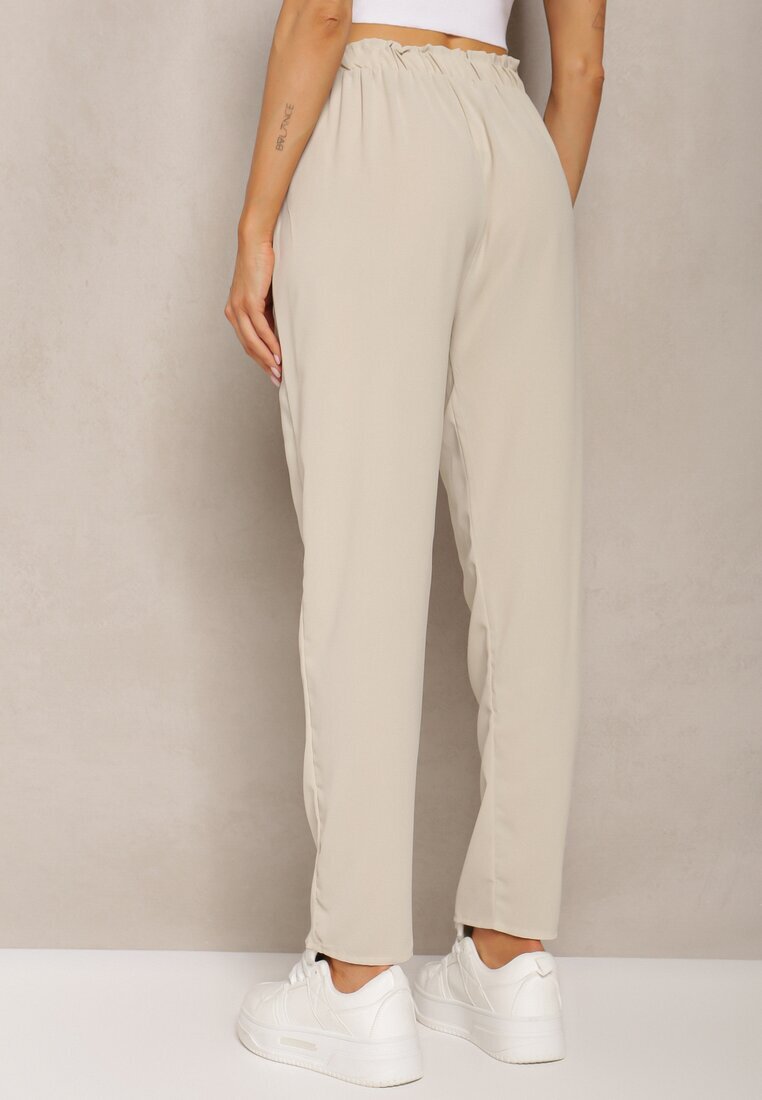 dbt fashion Pantaloni Bej deschis cu Talie Regulară cu Elastic și Șnur în Talie Cerinda