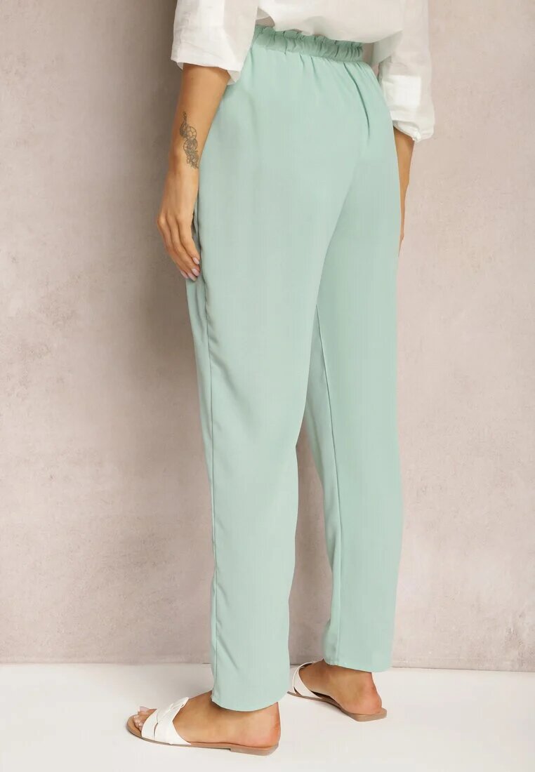 dbt fashion Pantaloni Verde deschis cu talie normală cu elastic și șnur în talie Cerinda