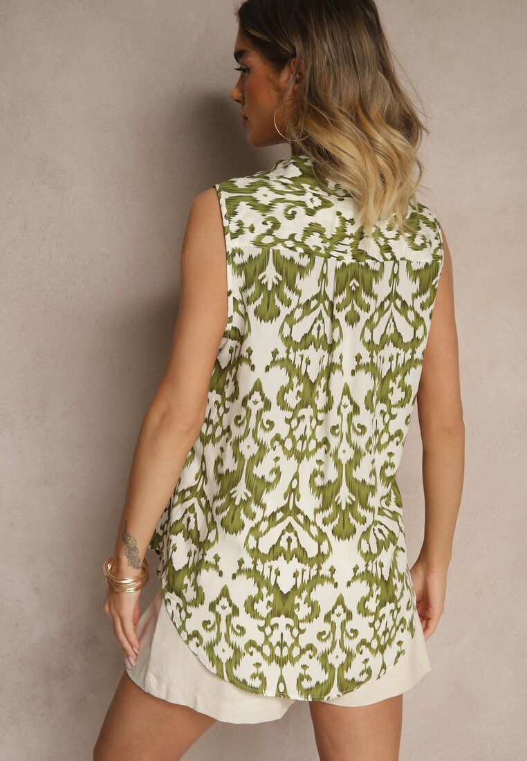 defox Cămașă Verde din bumbac Decorată cu model abstract Uloserina