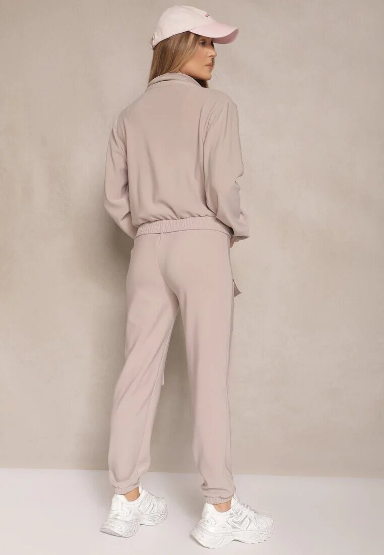 defox Compleu sport Bej Utility Bluză cu fermoar și Pantaloni cu buzunare Telinoria