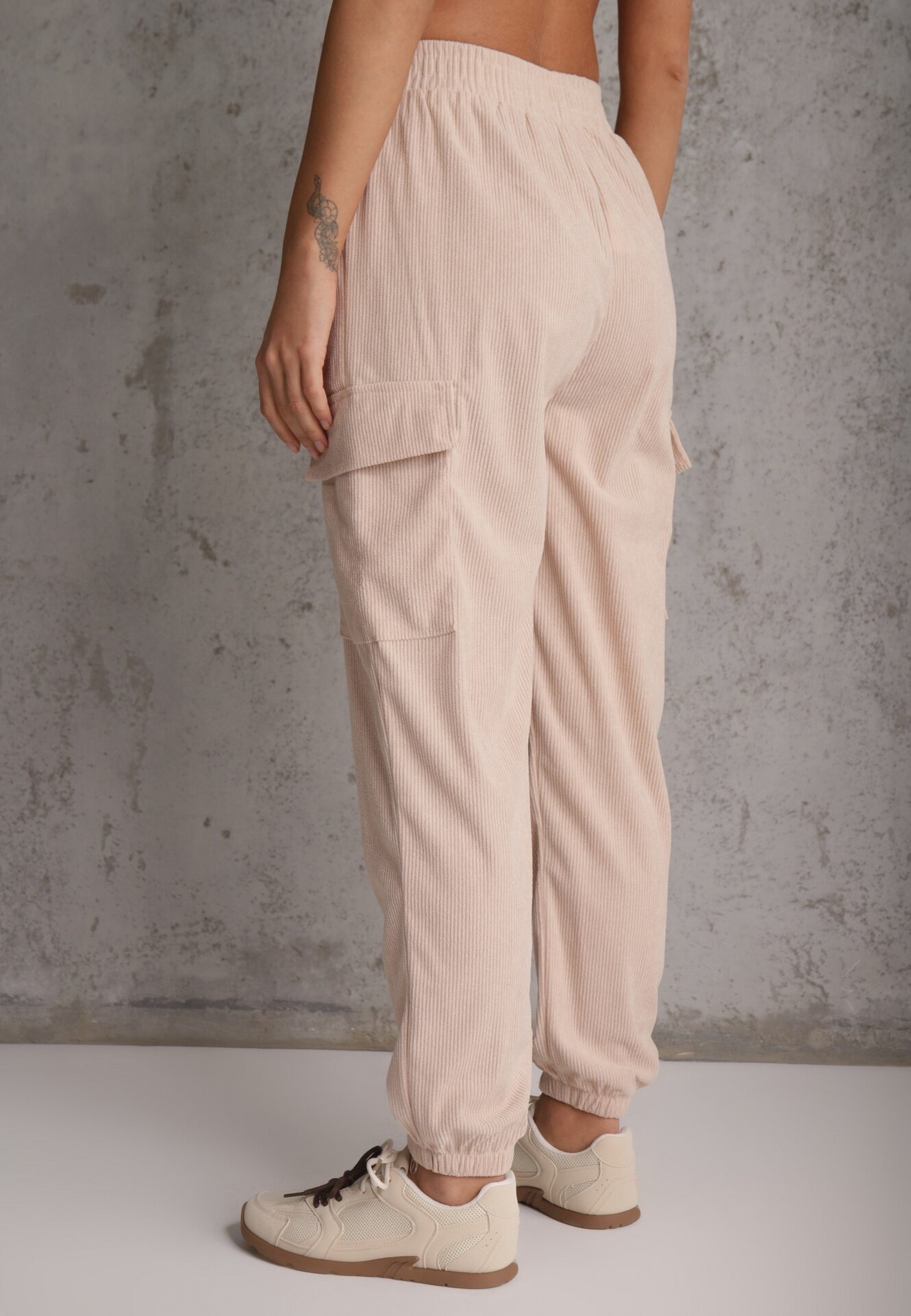 defox Pantaloni Bej Tip Cargo High Waist Worseli