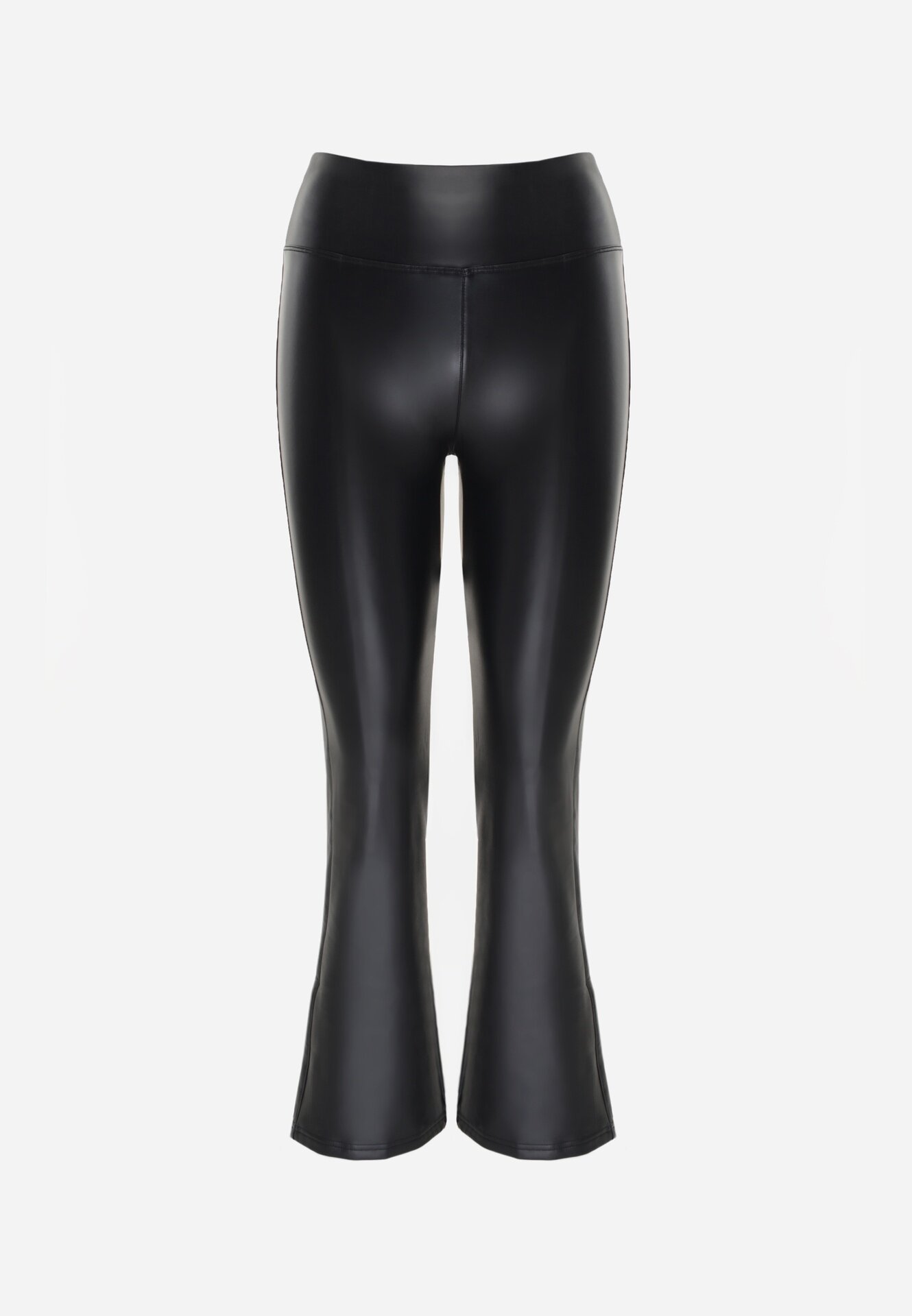 defox Pantaloni Bleumarin clopot din imitație de piele și cu elastic în talie Dawi