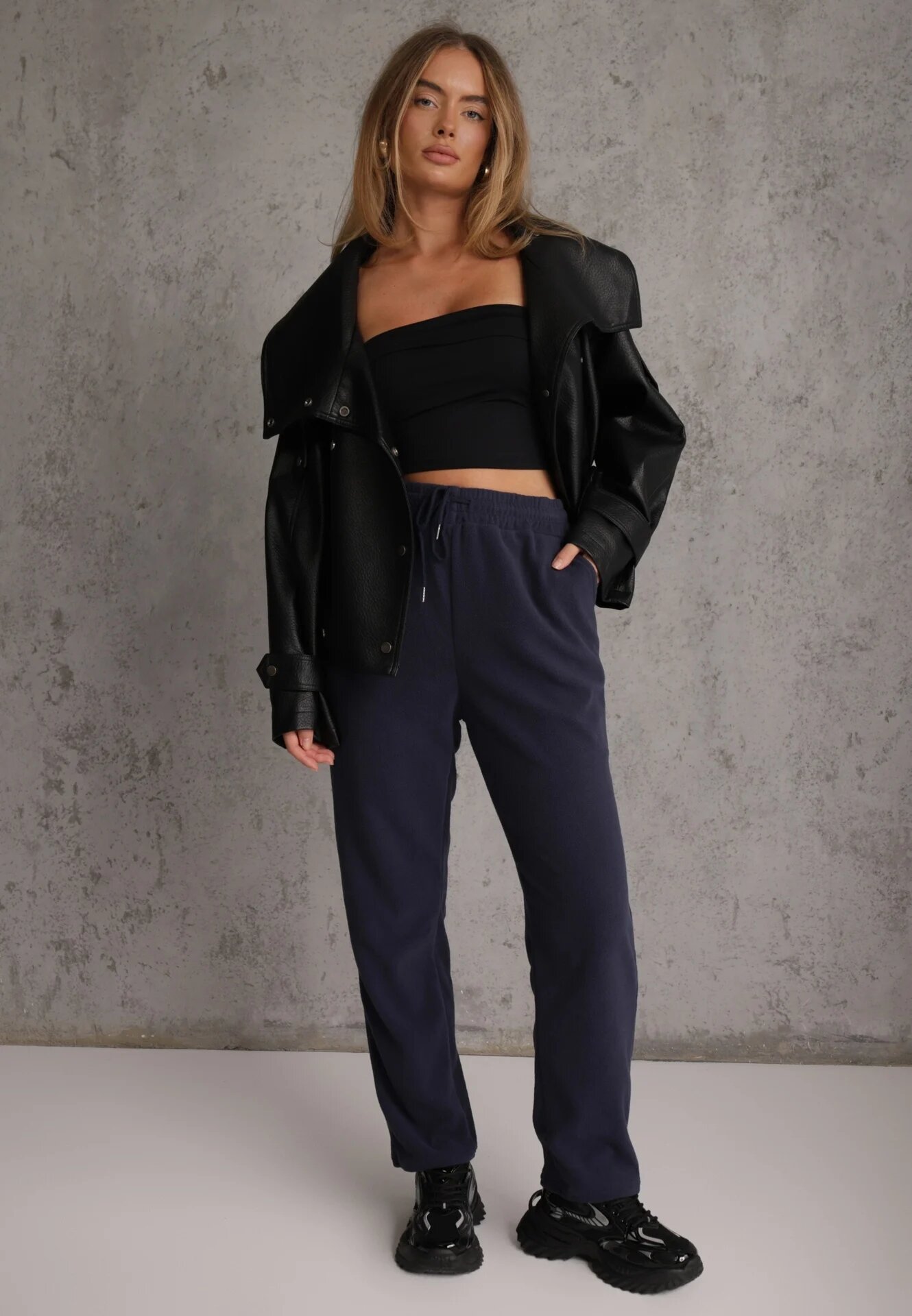 defox Pantaloni de trening bleumarin cu elastic în talie Imith