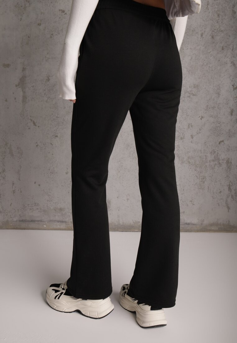 defox Pantaloni de trening Negri Flare cu elastic în talie Efranaria