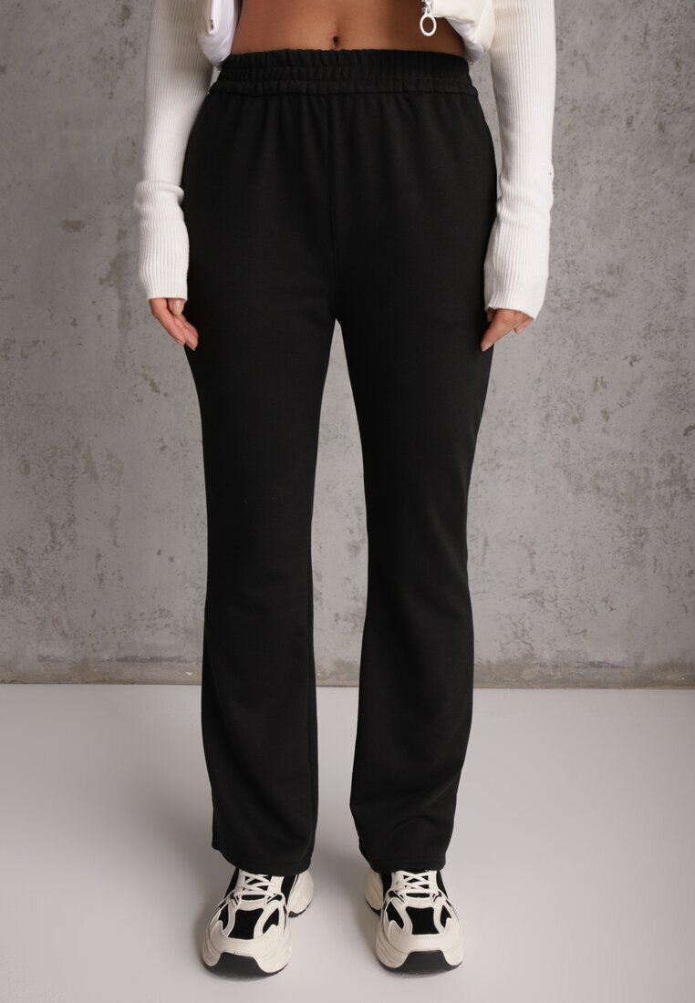 defox Pantaloni de trening Negri Flare cu elastic în talie Efranaria