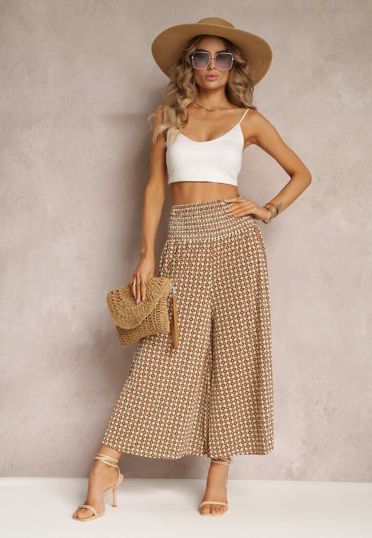 defox Pantaloni Largi Verde deschis cu elastic în talie Ruza