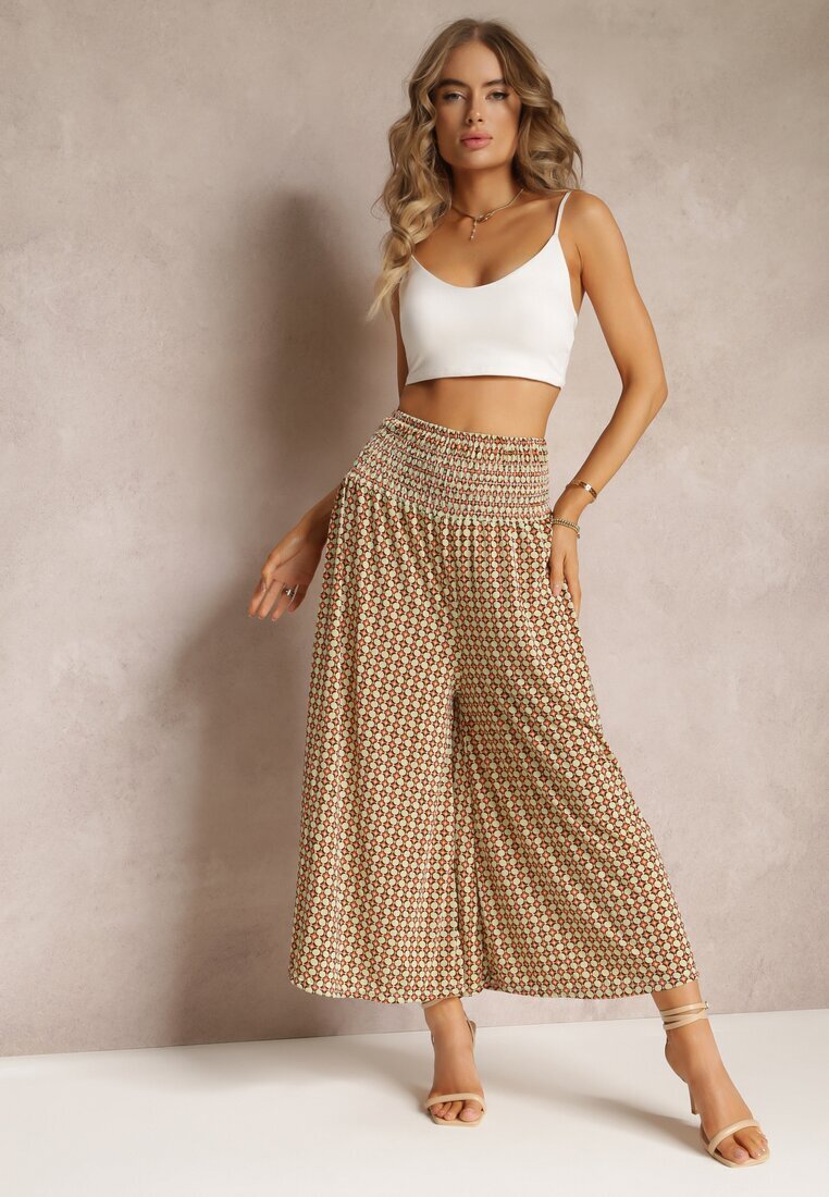 defox Pantaloni Largi Verde deschis cu elastic în talie Ruza