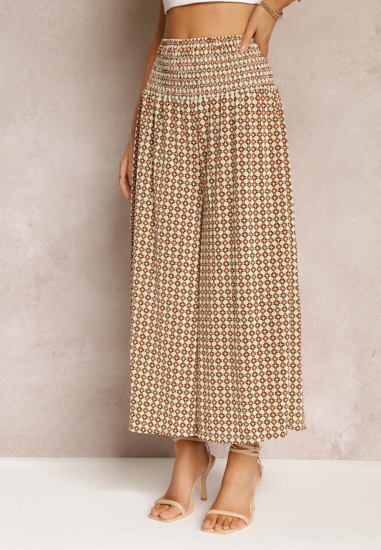 defox Pantaloni Largi Verde deschis cu elastic în talie Ruza