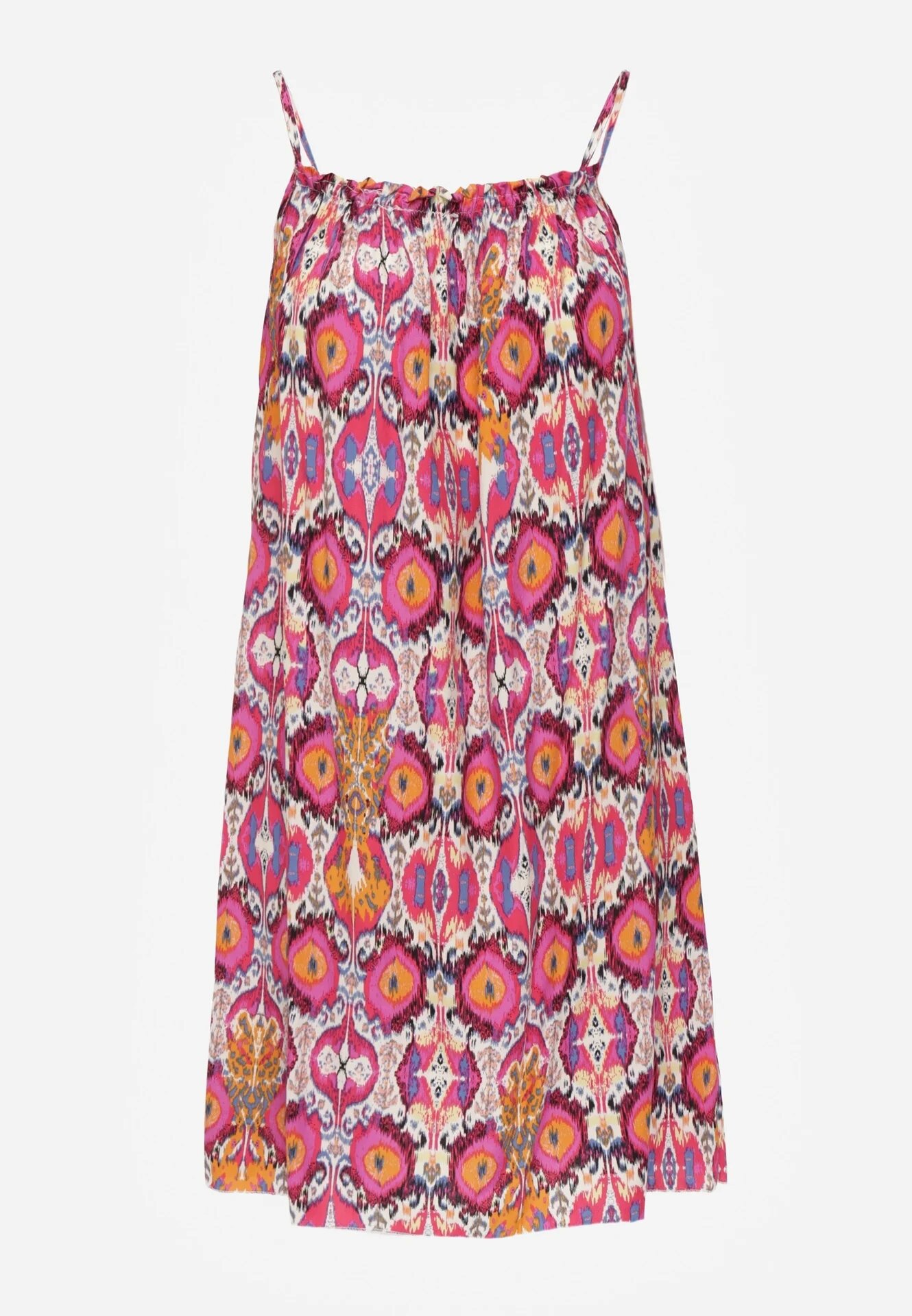 defox Rochie Fucsia Evazată din Bumbac cu Bretele Tessadra