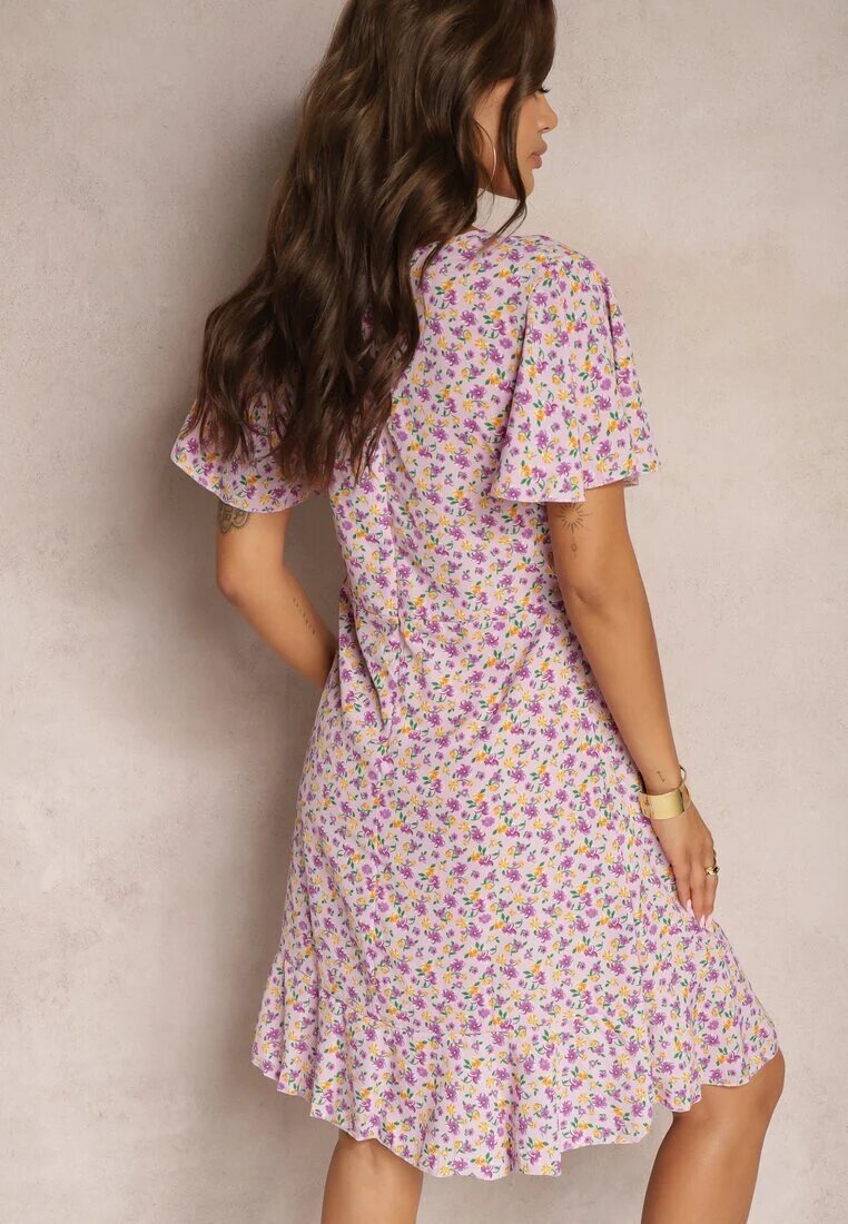 defox Rochie mov midi cu croială tip cutie cu flori Kimbr