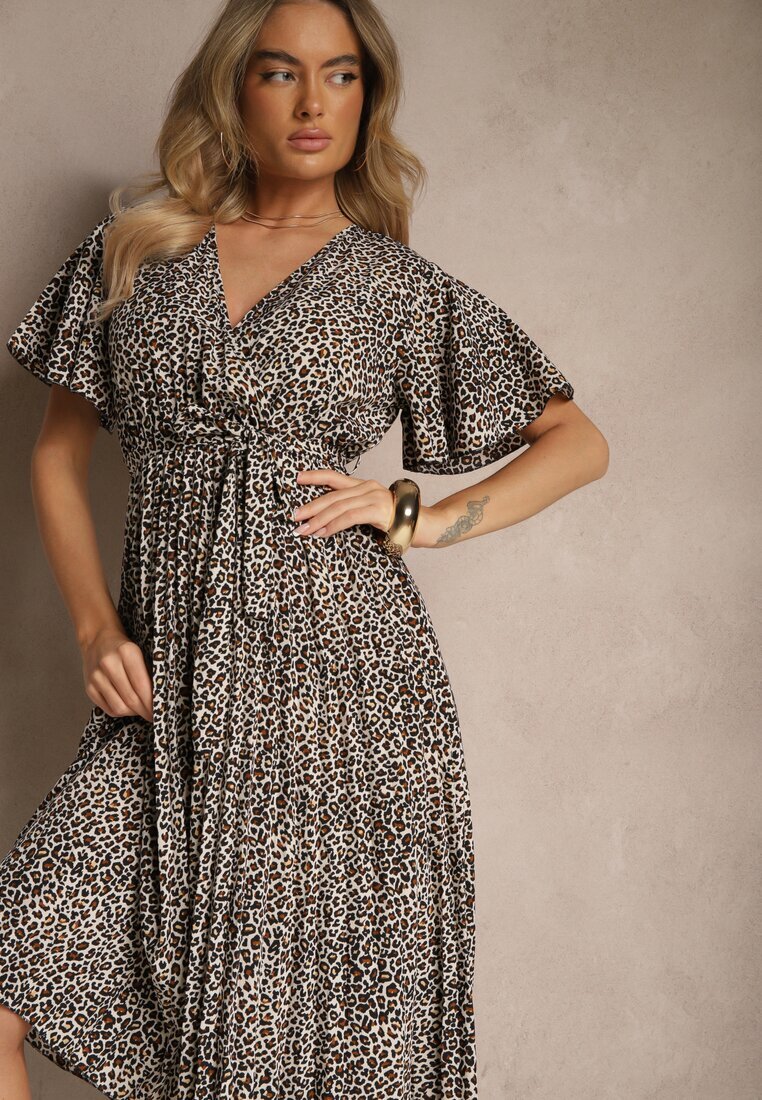 defox Rochie Negru-Alb petrecută cu cordon decorată cu imprimeu leopard Gilinne