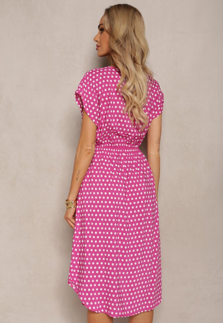 defox Rochie Roz din Bumbac cu croi evazat cu elastic în talie Emilla