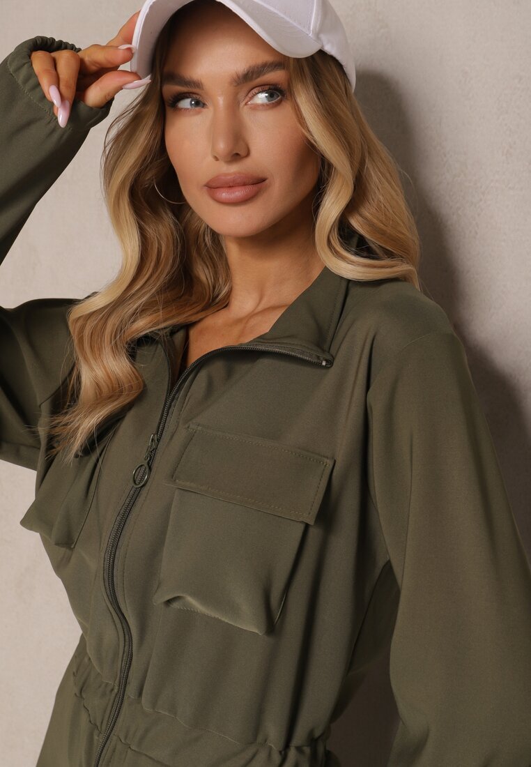 defox Salopetă Verde în Stil Utility Cămbrată Liarael