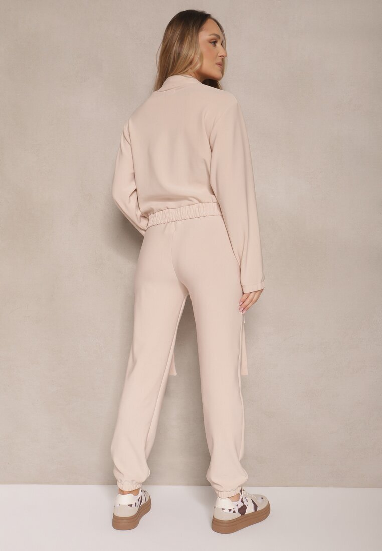 defox Set de Trening Deschis Bej Utility Bluză cu Fermoar și Pantaloni cu Buzunare Telinoria