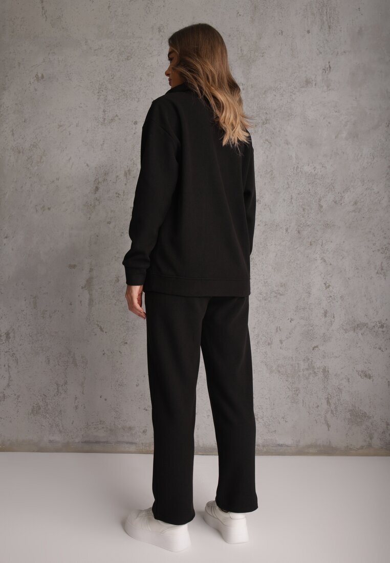defox Set trening negru din polar Bluză cu fermoar scurt și Pantaloni jogger Hypamena
