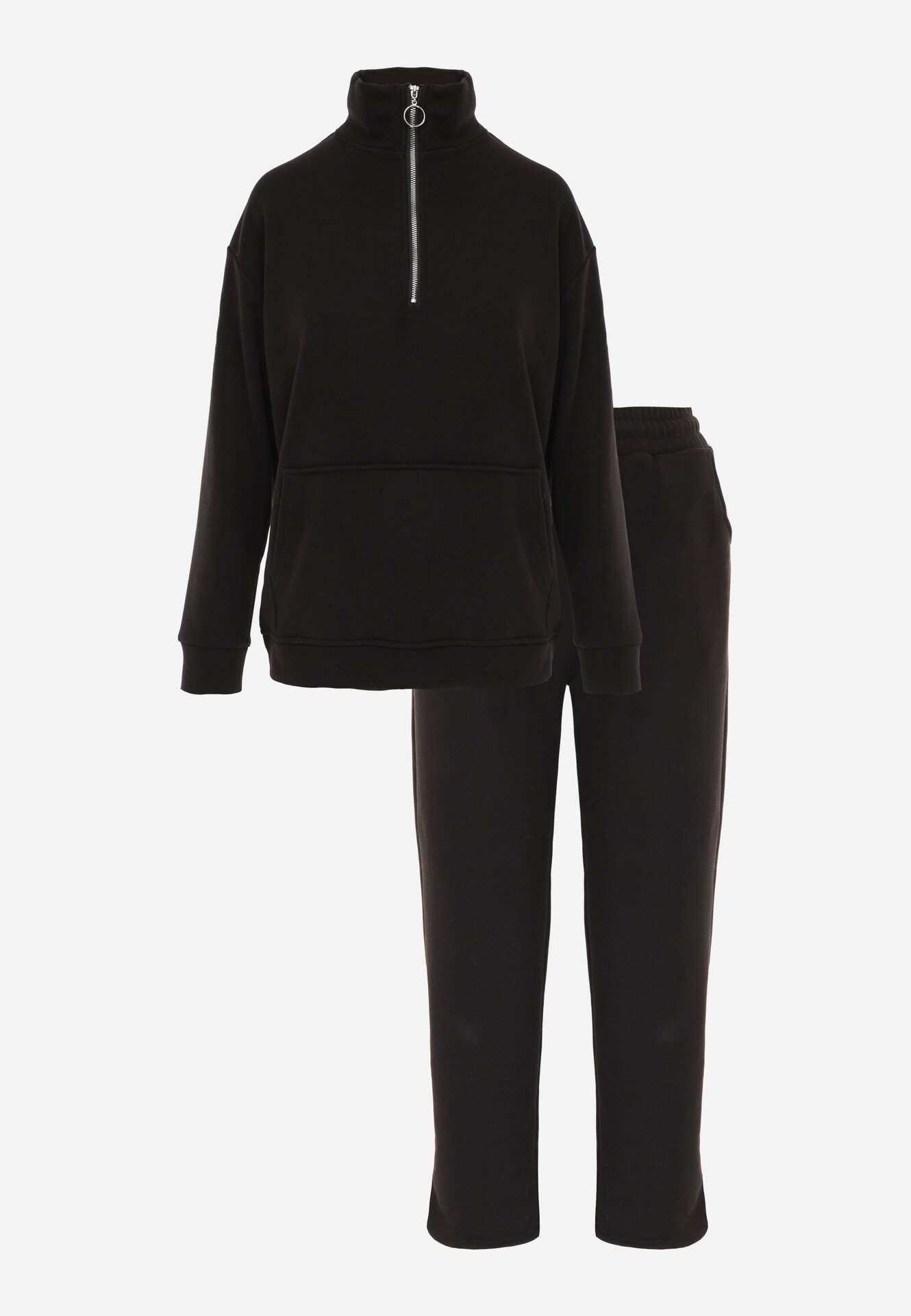 defox Set trening negru din polar Bluză cu fermoar scurt și Pantaloni jogger Hypamena