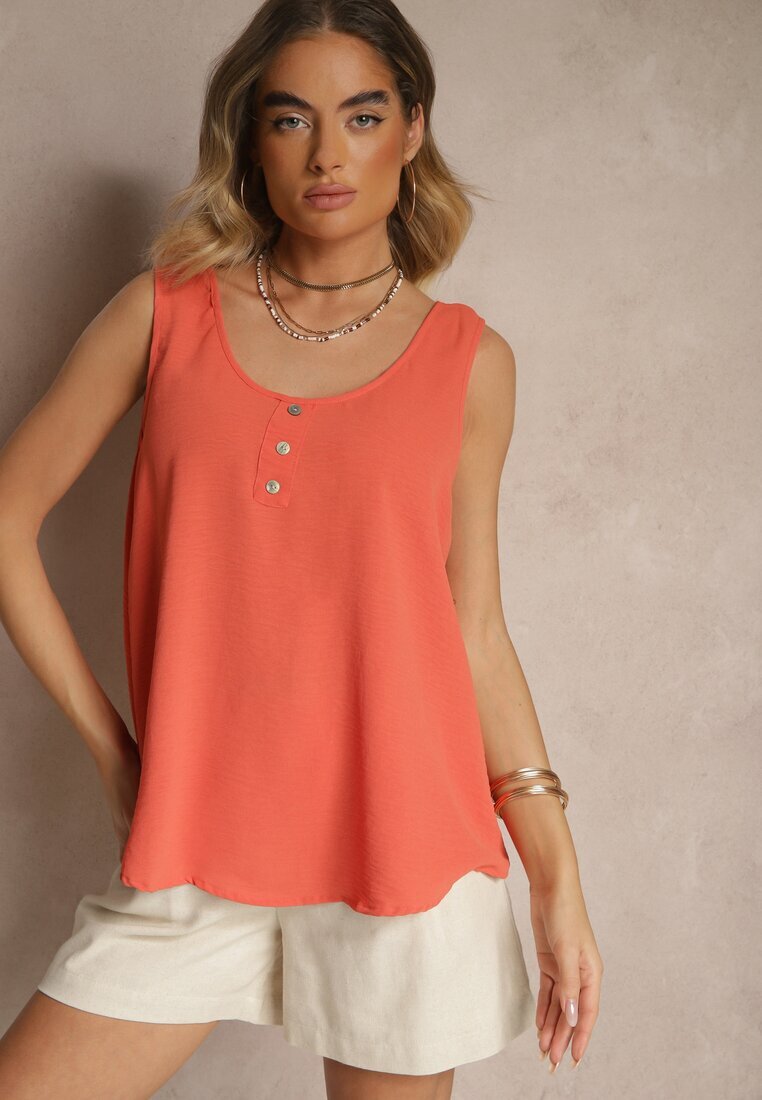 defox Top Portocaliu cu bumbac decorat cu nasturi Ulosiella