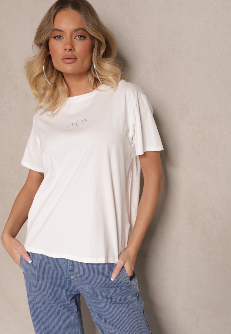 defox Tricou de bumbac Alb cu Imprimare Marivetha