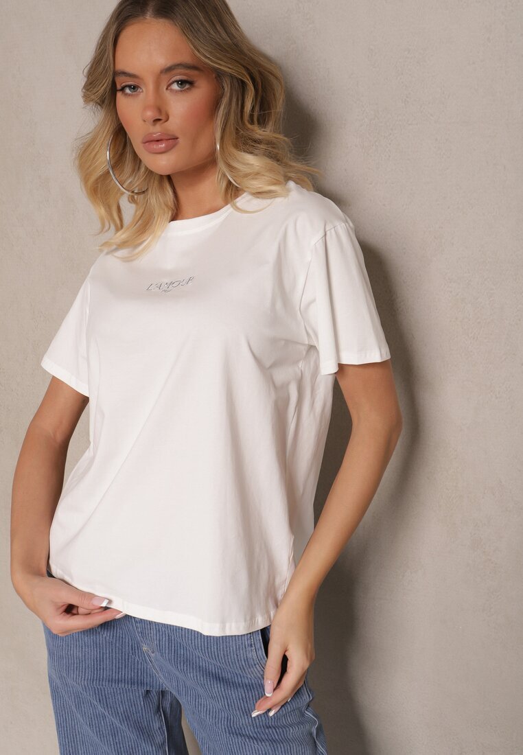 defox Tricou de bumbac Alb cu Imprimare Marivetha