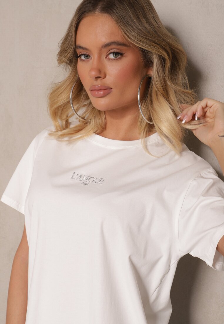 defox Tricou de bumbac Alb cu Imprimare Marivetha