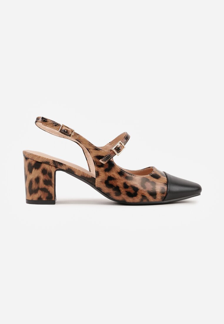 diamantique Sandale Panteră cu toc gros Slingback cu curea Divolia