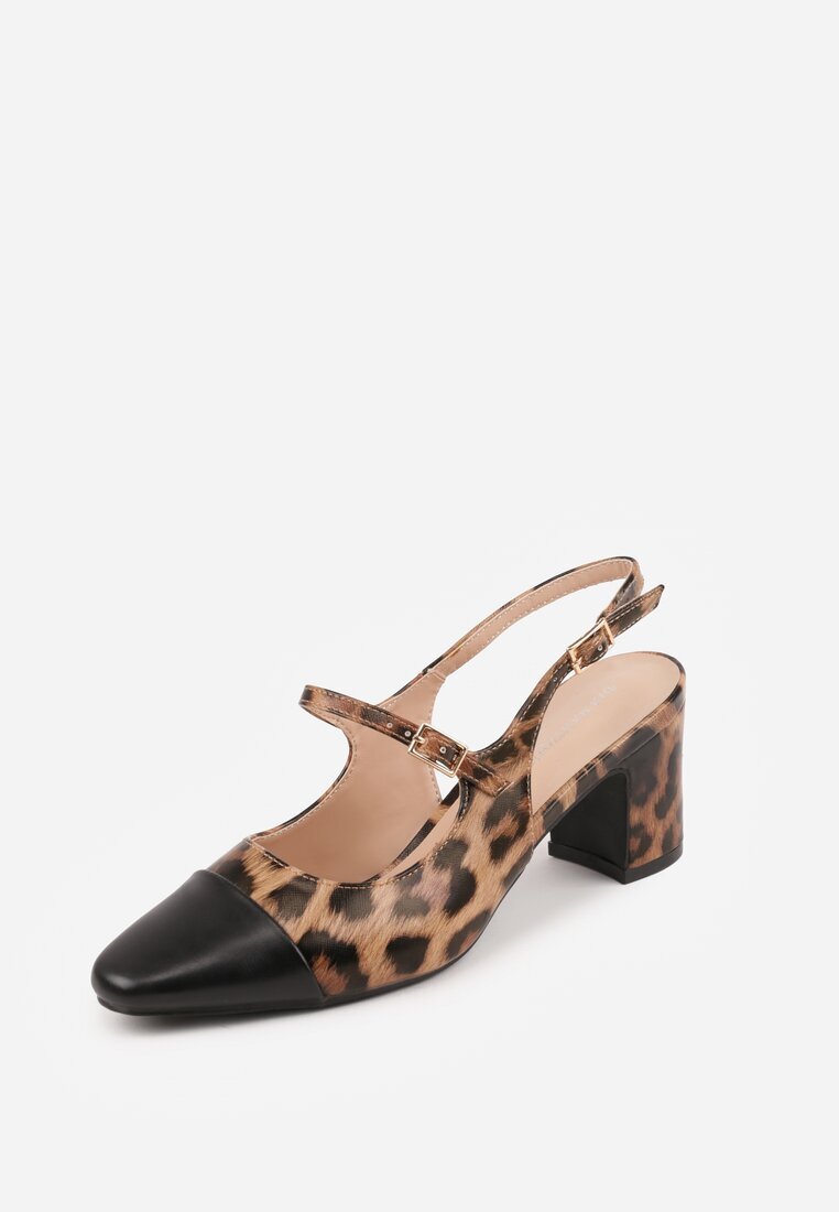 diamantique Sandale Panteră cu toc gros Slingback cu curea Divolia