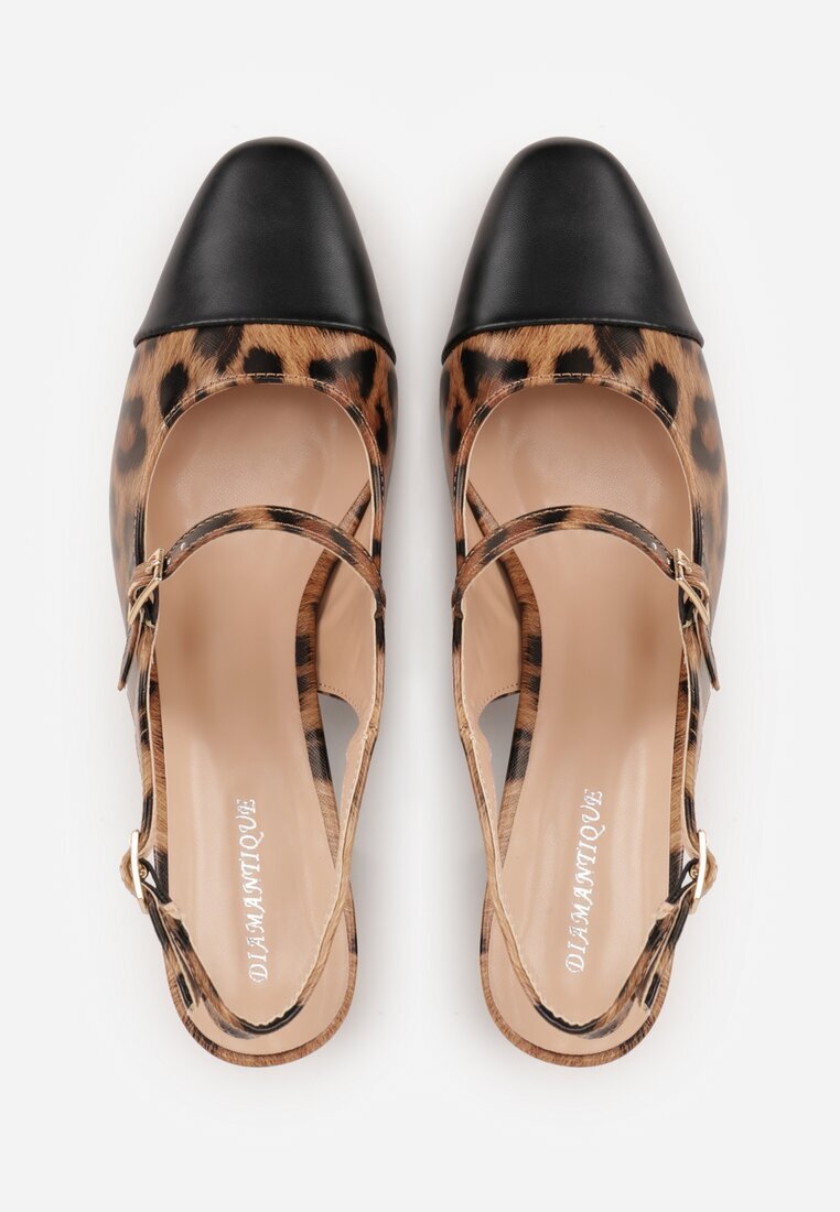 diamantique Sandale Panteră cu toc gros Slingback cu curea Divolia