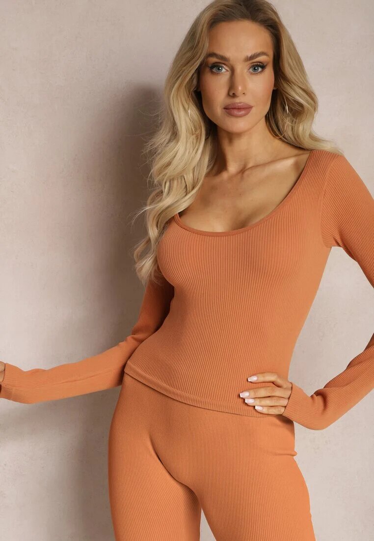 elsa.m by may Bluză Cambrată Portocalie Reiată Croită Scurtă Elowenia