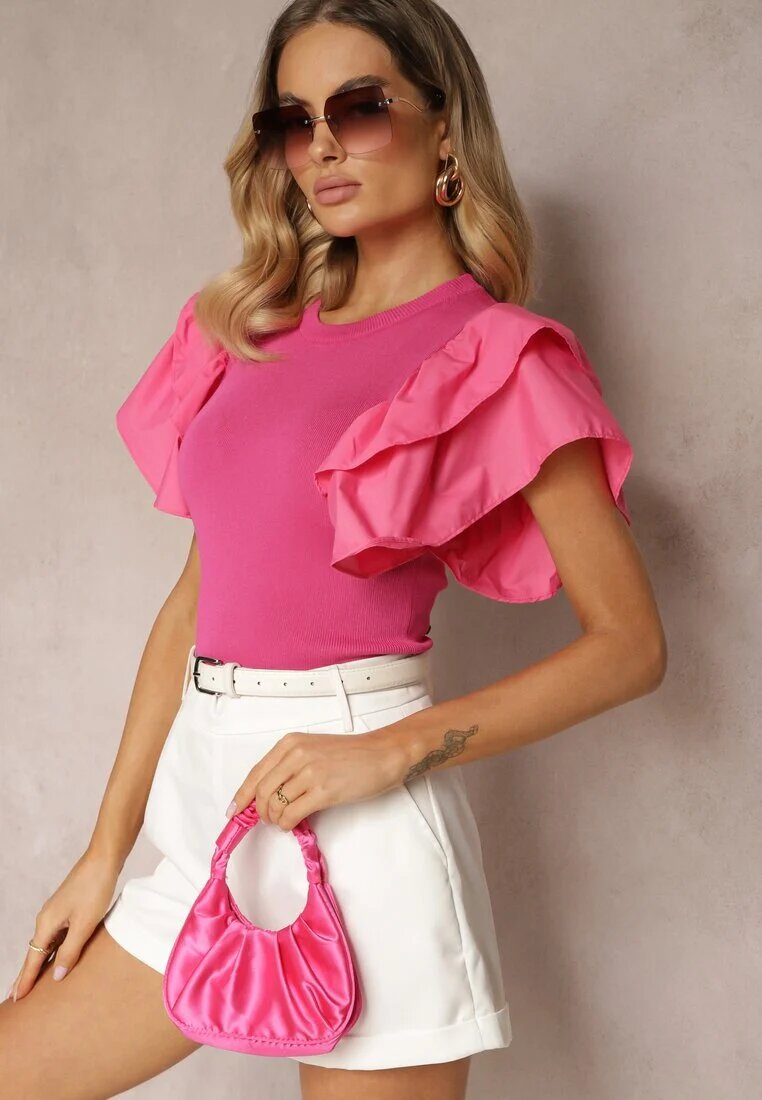 elsa.m by may Bluză Fucsia cu volane și din tricot reiat Faetasia
