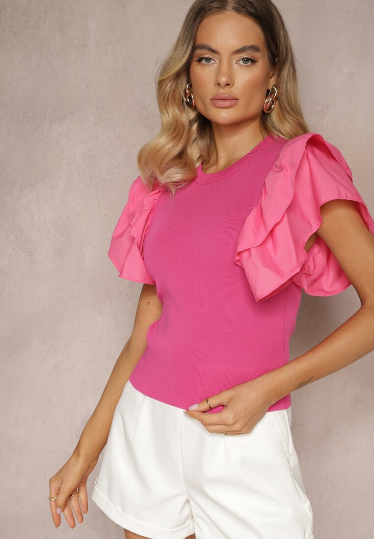 elsa.m by may Bluză Fucsia cu volane și din tricot reiat Faetasia