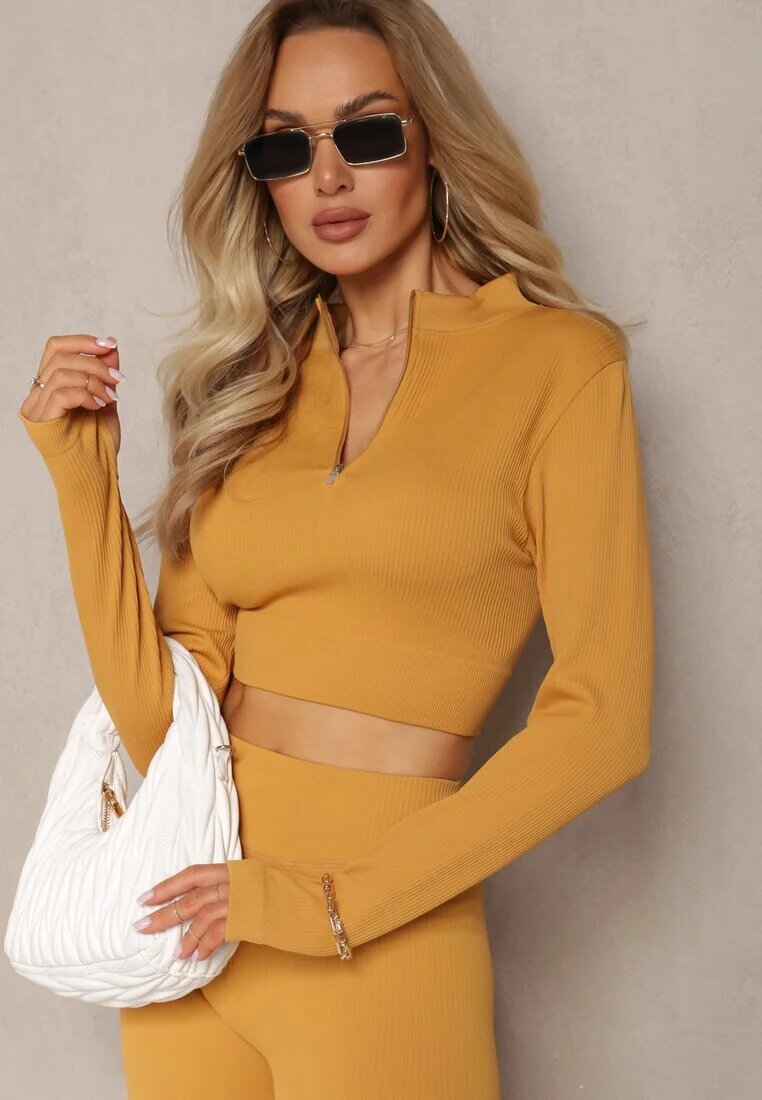 elsa.m by may Bluză Galbenă Elastică cu fermoar cu decupaj la tiv Denalla