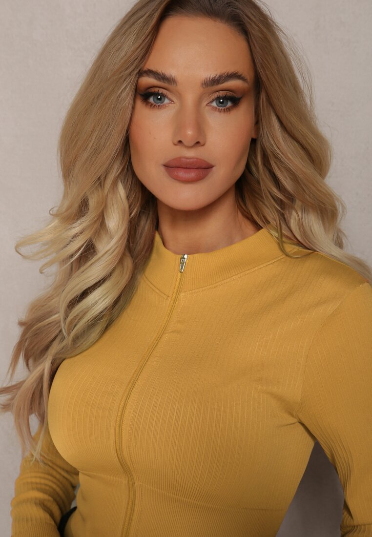elsa.m by may Bluză Galbenă Rebrată Scurtă Cu două fermoare Aloue
