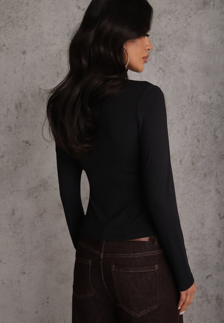 elsa.m by may Bluză Neagră Longsleeve din Bumbac Avelfia