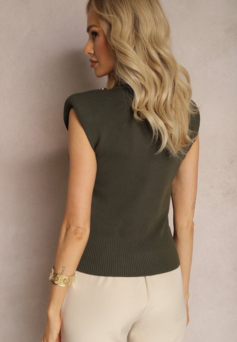 elsa.m by may Bluză verde închis din tricot fără mâneci cu lanț Kathandra