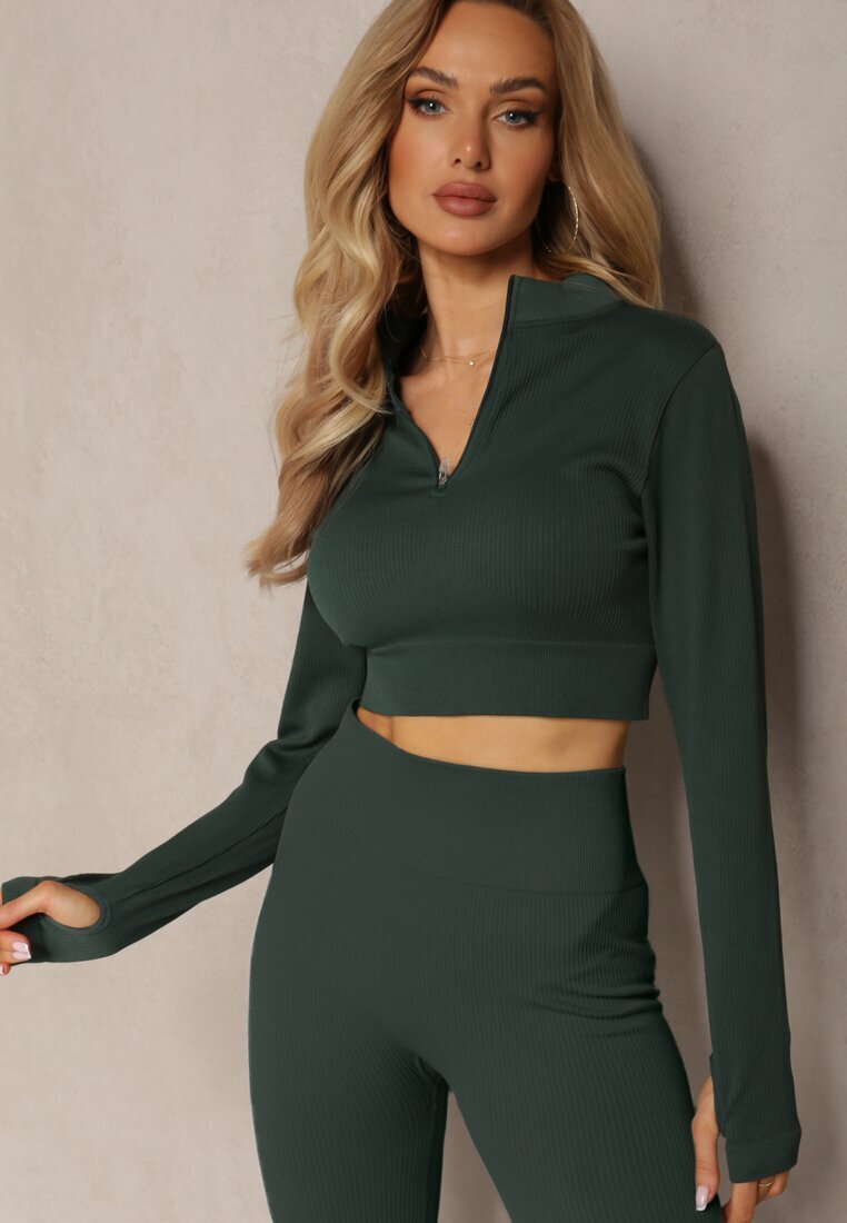 elsa.m by may Bluză Verde închis Elastică cu fermoar cu decupaj la tiv Denalla
