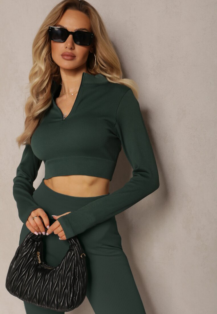 elsa.m by may Bluză Verde închis Elastică cu fermoar cu decupaj la tiv Denalla