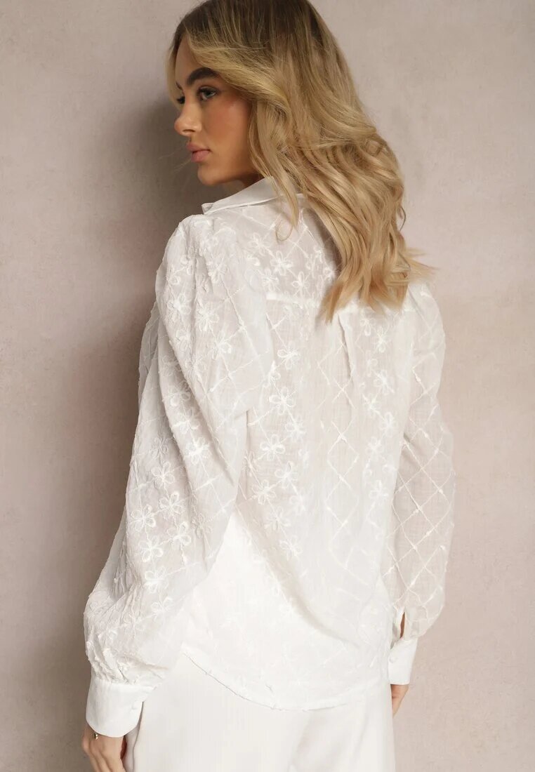 elsa.m by may Cămașă Albă Transparentă cu Mâneci Bufante Pijama
