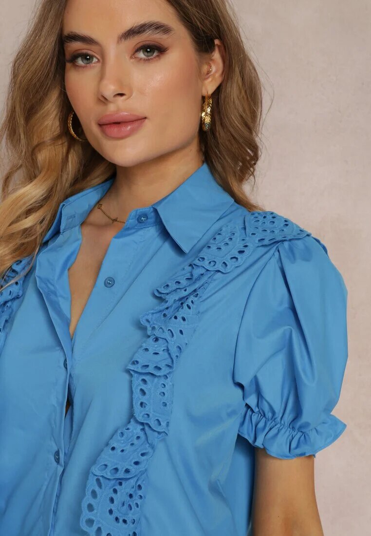 elsa.m by may Cămașă Albastră cu mâneci ornamentate și volane în față John