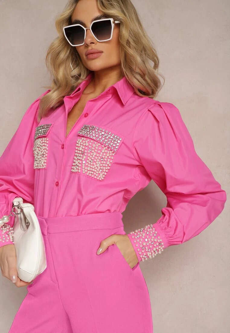 elsa.m by may Cămașă fucsia cu zirconii și perle ornamentale Quezia