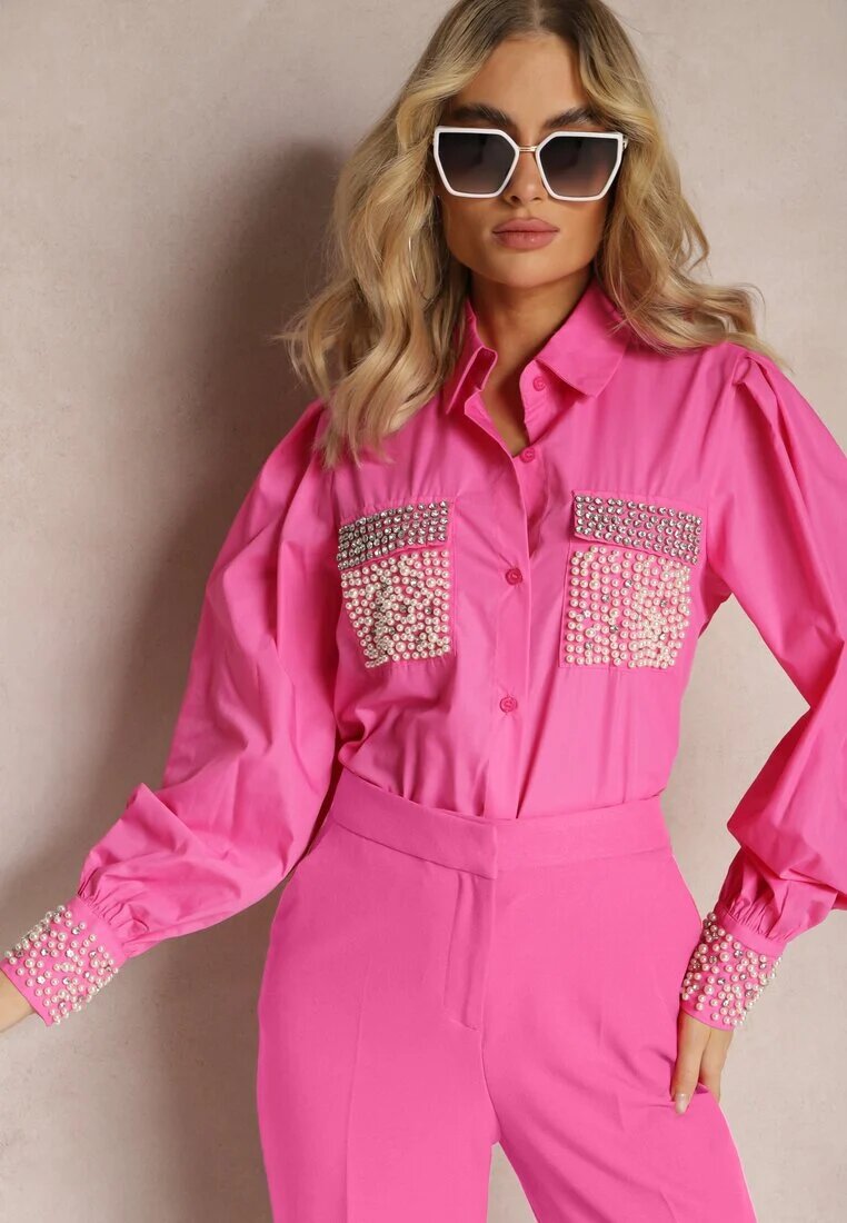 elsa.m by may Cămașă fucsia cu zirconii și perle ornamentale Quezia