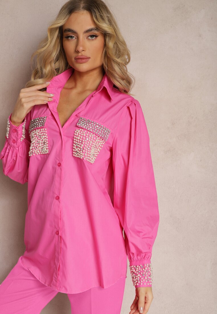 elsa.m by may Cămașă fucsia cu zirconii și perle ornamentale Quezia
