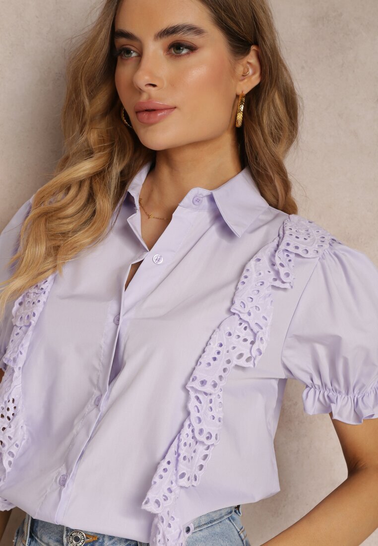elsa.m by may Cămașă Violetă cu Mâneci Decorative și Volane în Față John