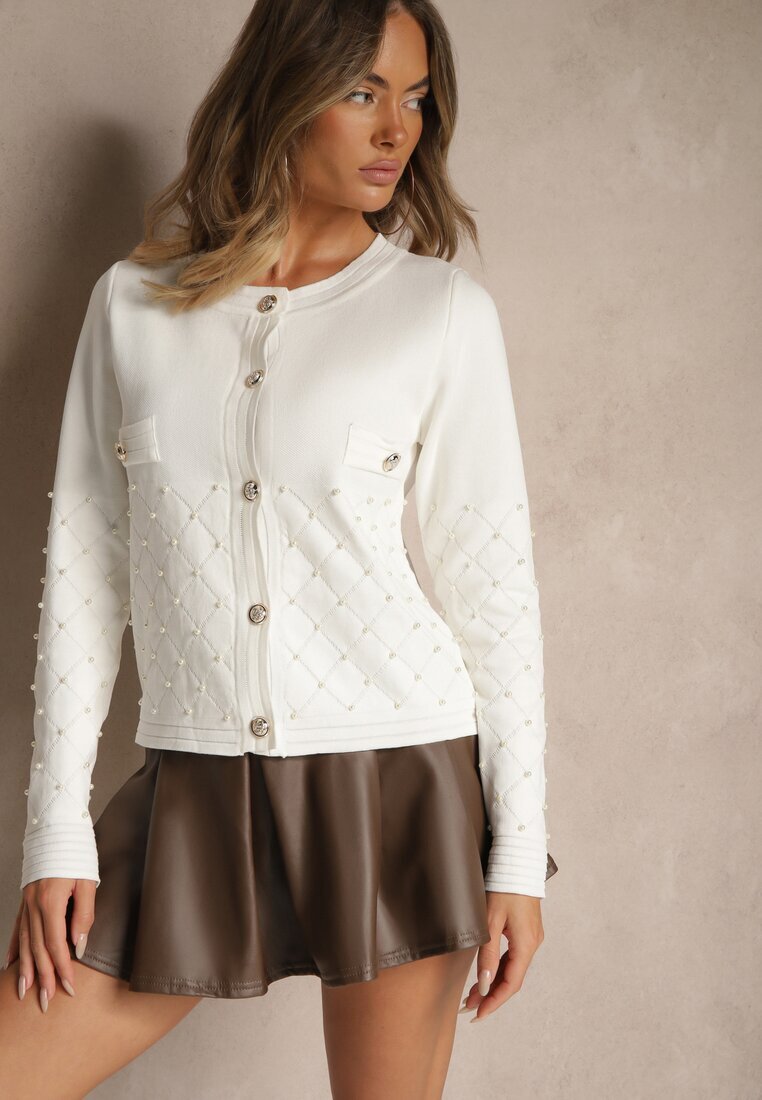 elsa.m by may Cardigan Alb Încheiat cu Perle Kilfa