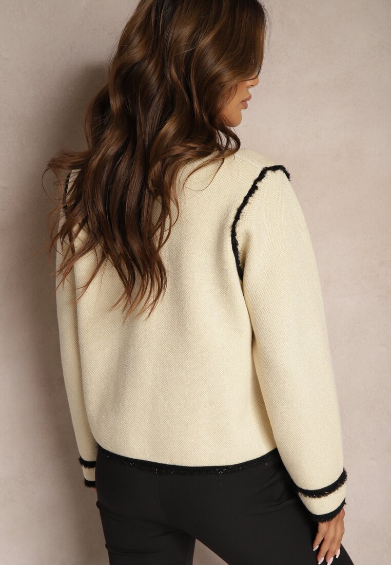elsa.m by may Cardigan deschis bej deschis în stil elegant cu nituri și bordură Irinalea