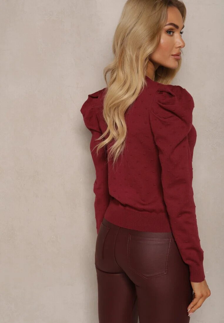 elsa.m by may Cardigan deschis Bordeaux din Viscoză Decorat cu Nasturi Florali Enarine