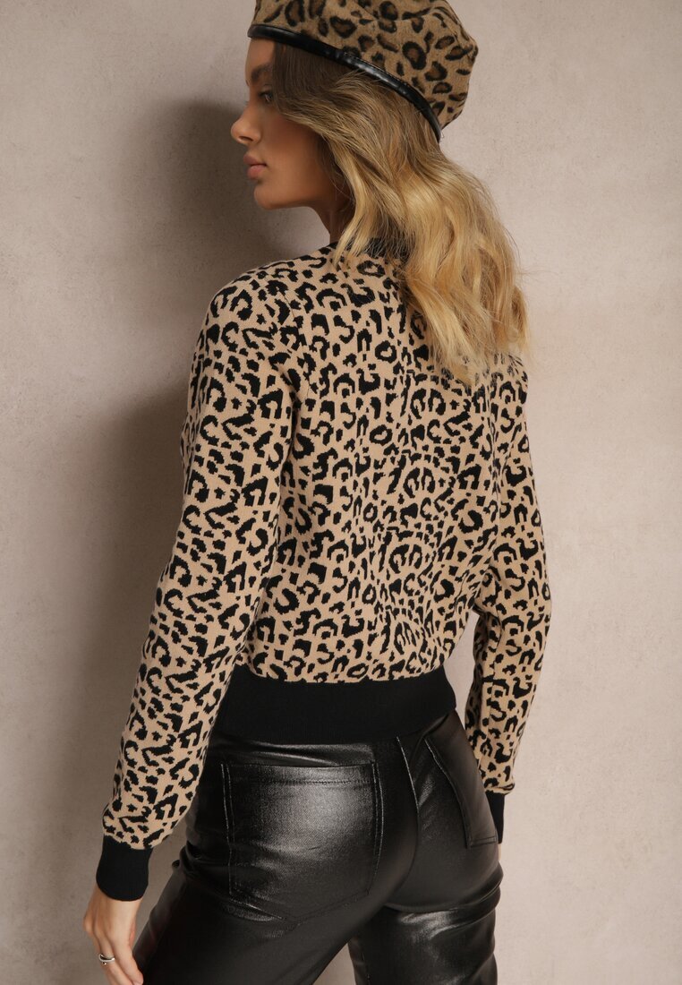elsa.m by may Cardigan Deschis cu imprimeu leopard Bej din viscoză Miavitha