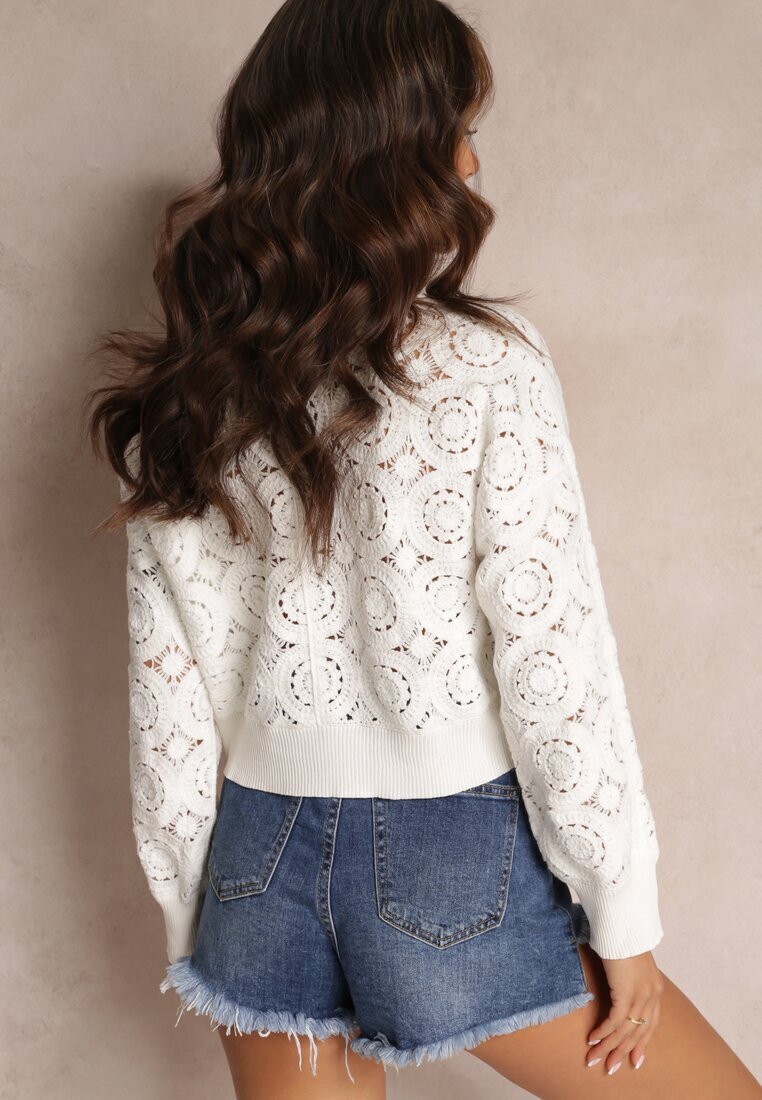 elsa.m by may Cardigan încheiat ajurat alb Nemolle