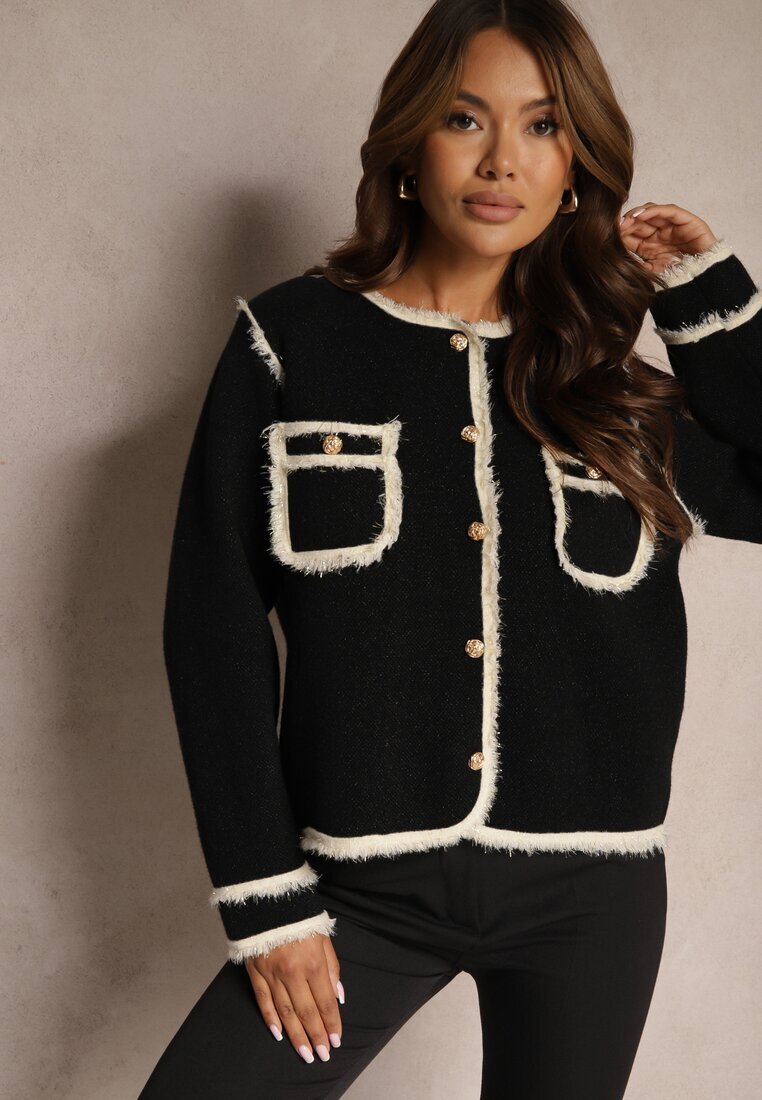elsa.m by may Cardigan Negru Deschis elegant cu nituri și bordurat Irinalea