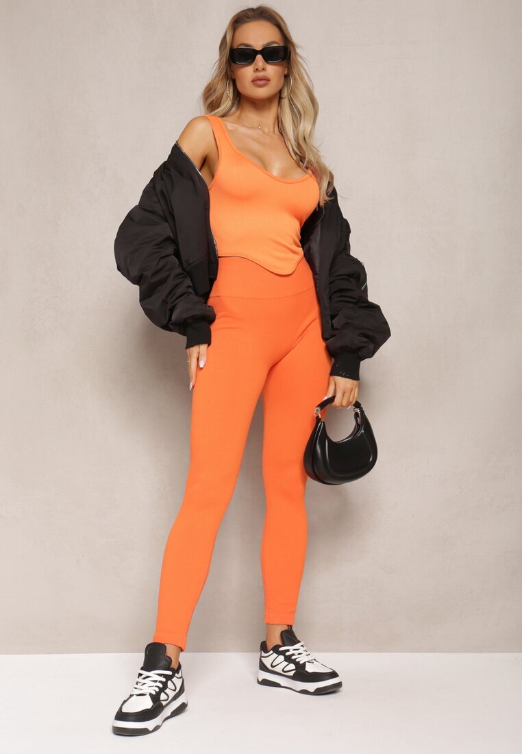 elsa.m by may Colanți Portocalii High Waist Striati Push-Up Sunflowia