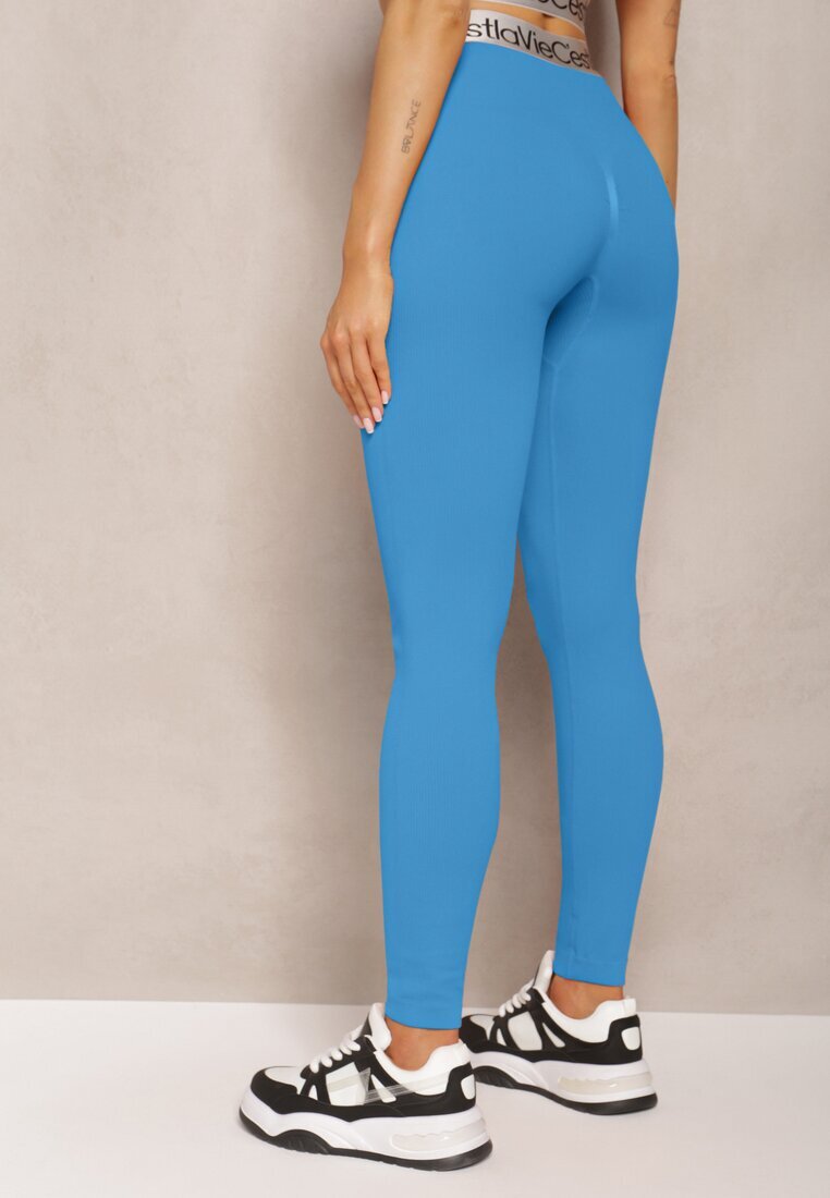 elsa.m by may Colanți Sport Albastri Elastici cu bandă elastică lată decorativă în talie Larnode